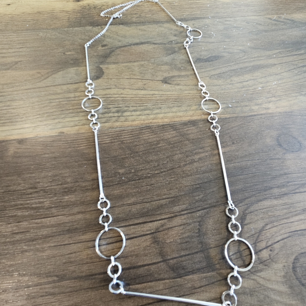Long silver necklace
